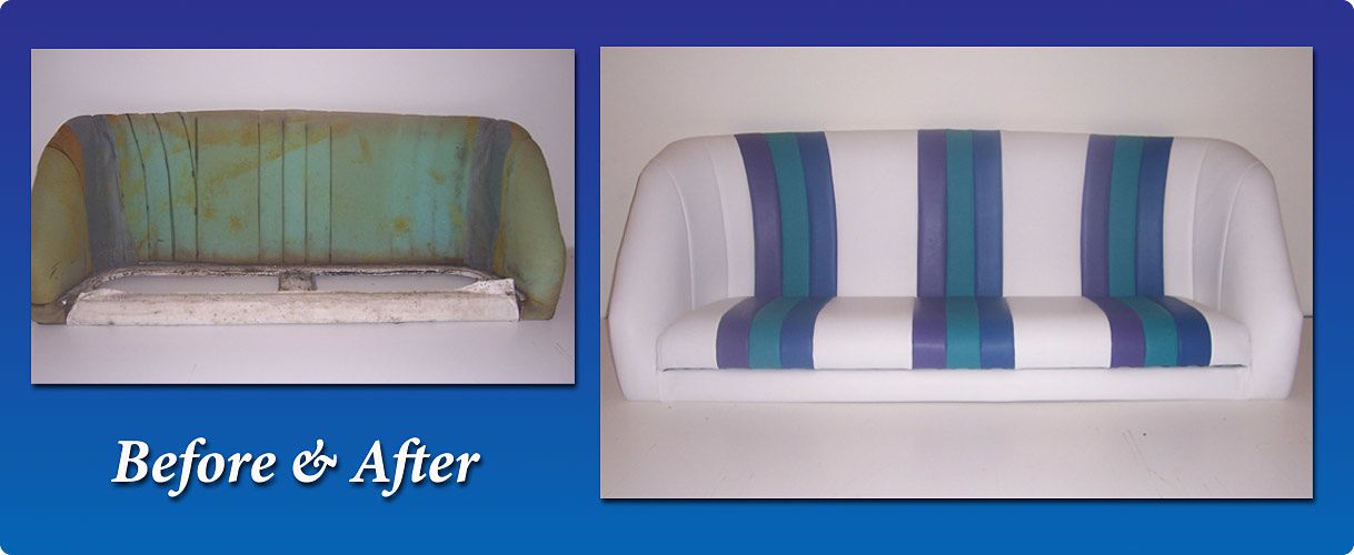 Boat seats with new vinyl upholstery