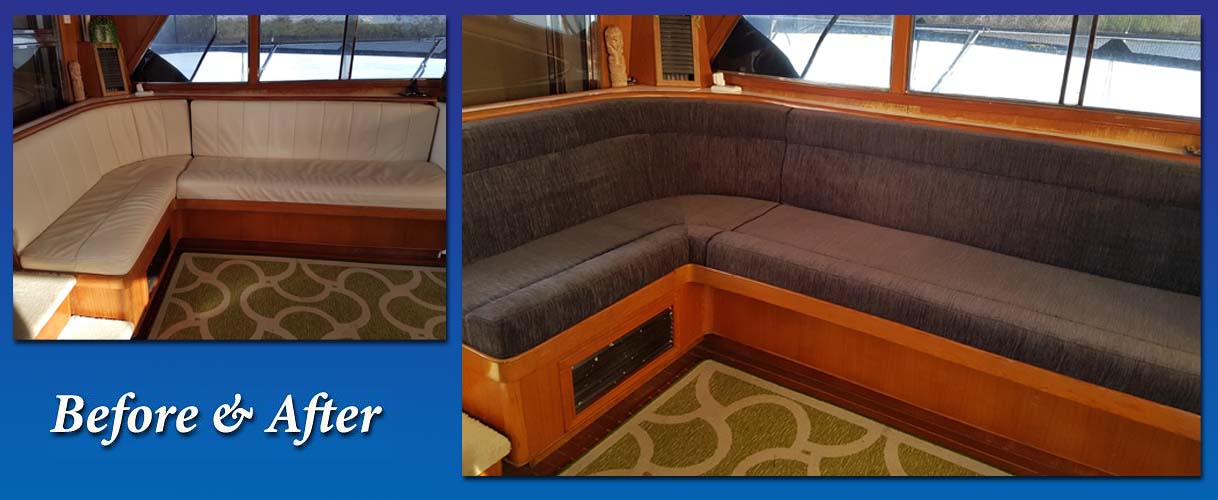 Before and after upholstered lounge