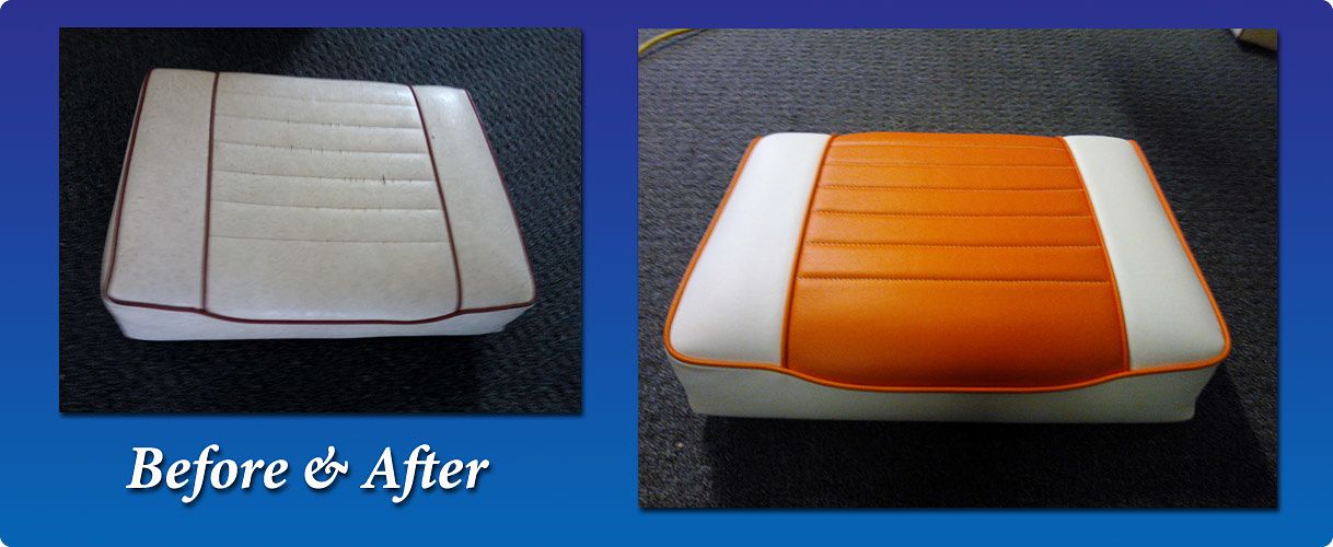 Boat seat upholstery - before and after