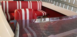 Boat seat upholstery - retro red and white
