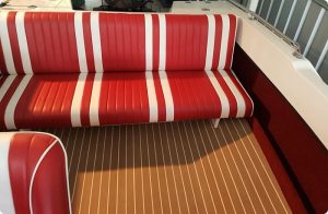 Boat seat upholstery - retro red and white