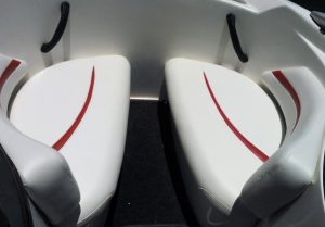 Red white upholstery boat seats